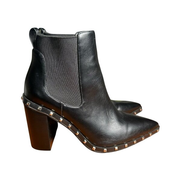 Charles by Charles David Shoes - Charles David Sz 7.5 Dodger Black Pointed Toe Studded Ankle Chelsea Boots Moto